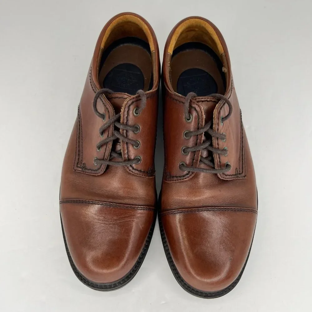 Dockers Mens 090-2210 Brown Gordon Leather Cap Toe Oxford Size 8 W Dress Shoes
